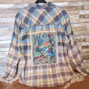 Grateful Dead Dead & Company Upcycled Dip Dye Bleach Flannel Shirt